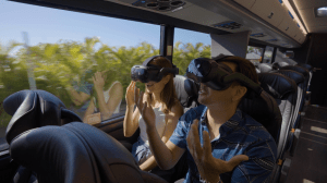 a person sitting on a bus