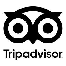 Tripadvisor logo with owl eyes and text below.